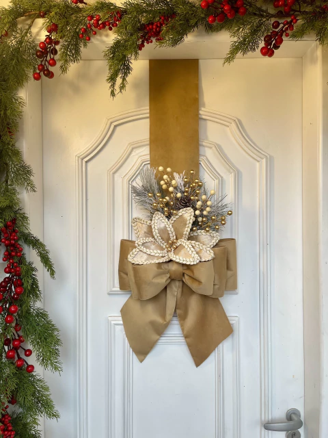 Escapulário De Natal Veludo Dourado