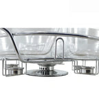 Rechaud Giratório Com 6 Compartimentos Aço Inox e Vidro 52cm