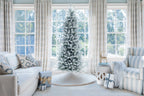 Árvore de Natal Artificial Slim King Flock® de com 650 Luzes LED Branco Quente