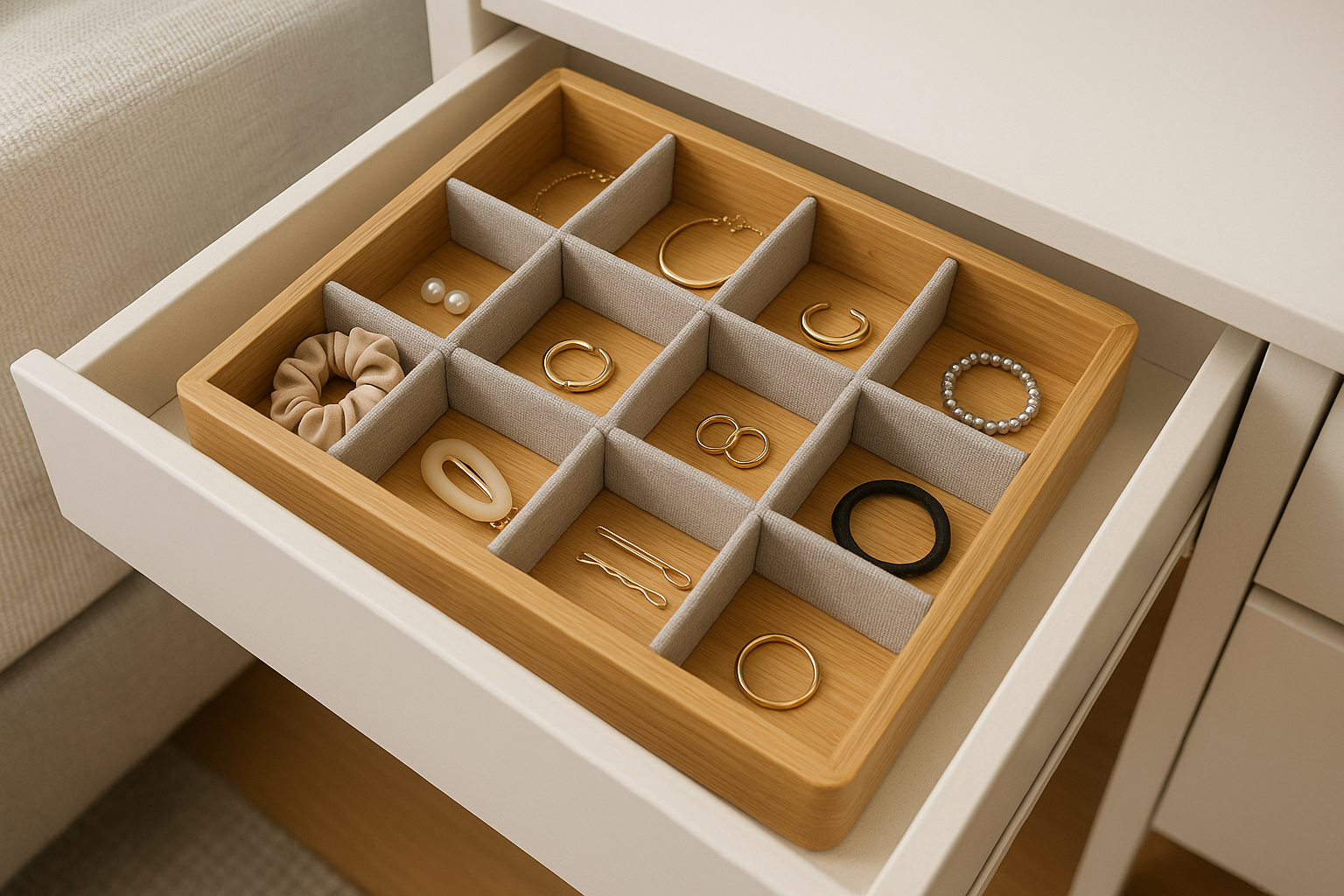 Organizador Divisórias - Detalhe Bambu